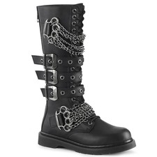 Pleaser Demonia Bolt-450 Knee High Combat Boots 20 Eyelet 1 4" Heel Side Zip