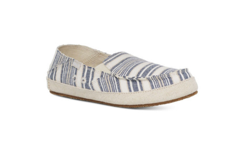 Women's Sanuk Twinny St. in Linen Stripe Blue/Cream Size 8.5 NEW IN BAG