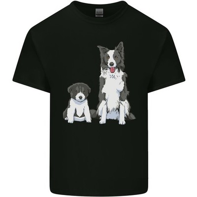 Ein Border Collie Und Welpe Herren Leichtes Baumwoll-T-Shirt