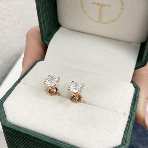 Stud Diamond Earrings Round IGI Certified E VS1 3 Ct Lab created 14K Rose Gold - Picture 11 of 11