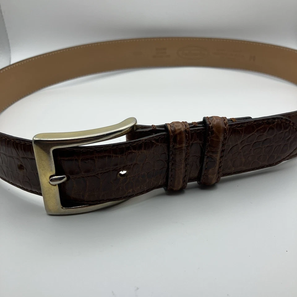 Talbots Women's Belt Size 28 (1.25”) Genuine Leather Made In Italy Rustic Brown - Image 2 of 4