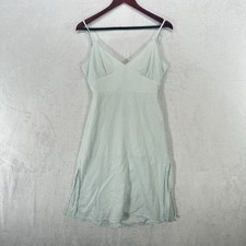 Forever 21 Dress Womens M Pale Blue Linen Blend Mini Beachy Coastal Slip Pastel