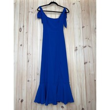 NWT Lulus Summer Invite Royal Blue Tie-Strap Tiered Midi Dress Wedding Sz XS