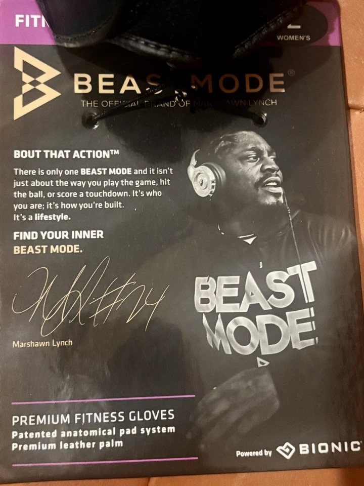 Совершенно новый BIONIC BEAST MODE официальный перчатки Marshawn Lynch женщин Sz L - Изображение 2 из 4