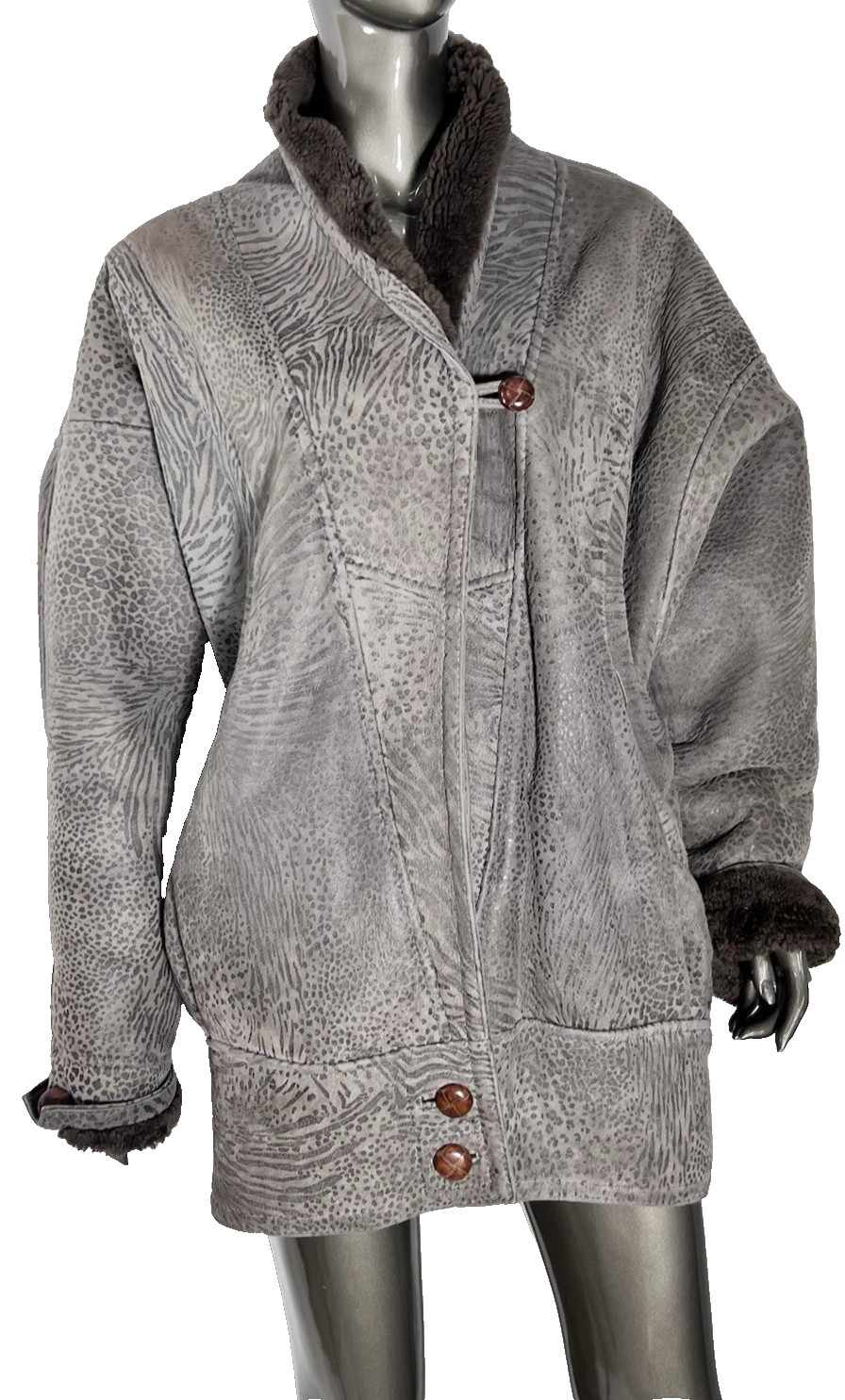 Genuine Shearling Coat Womens M Brown Suede Unbranded