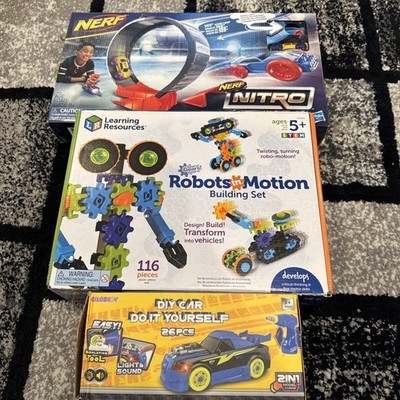 Lot of 3 Games Family Kids Ner Nitro Robotics In Motion DIY Car with Toy Drill