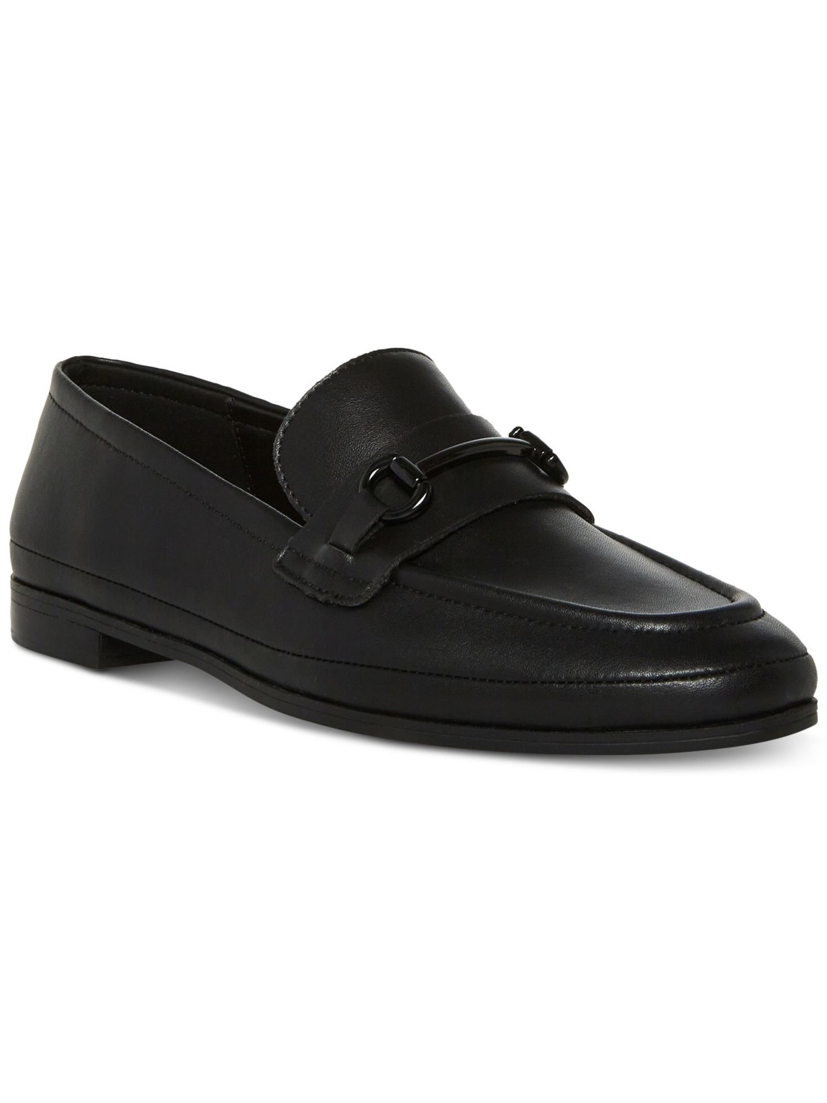 AQUA COLLEGE Womens Black Bit Notched Bossy Slip On Leather Loafers Shoes 10 M
