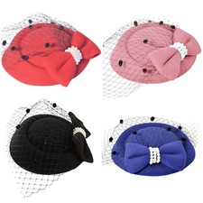 Pillbox Hat Cap Cocktail Tea Party Headwear Elegant Women Fascinator Hair Clip