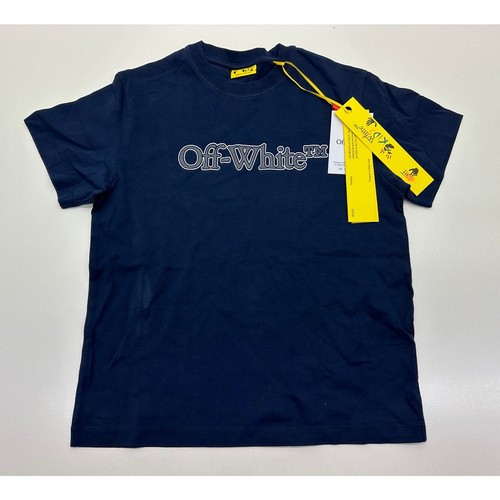 Off White Kinder Big Bookish T-Shirt marineblau Größe 8 neu mit Etikett #65A
