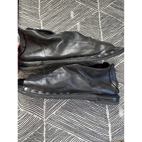 AS98 Leather Studded Open Toe Ankle Booties Black Zipper Detail Size 37 - Picture 11 of 12