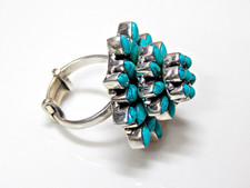 Natural Turquoise 925 Sterling Silver Ring tower Ring Wedding Jewelry handmade