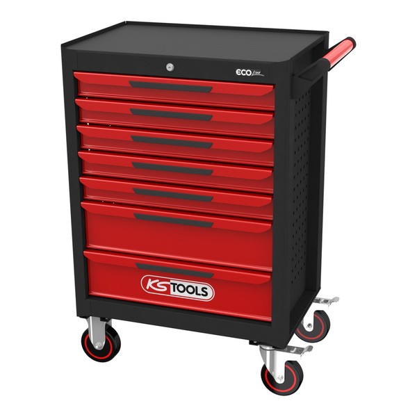 Ks Tools Ecoline Schwarz/Rot Werkstattwagen Mit 7 Schubladen-image