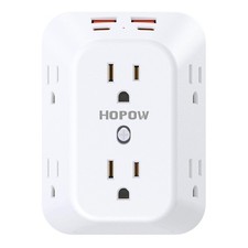 HOPOW Outlet Extender Surge Protector, 6 Outlet Splitter with 4 USB Ports 2 ...