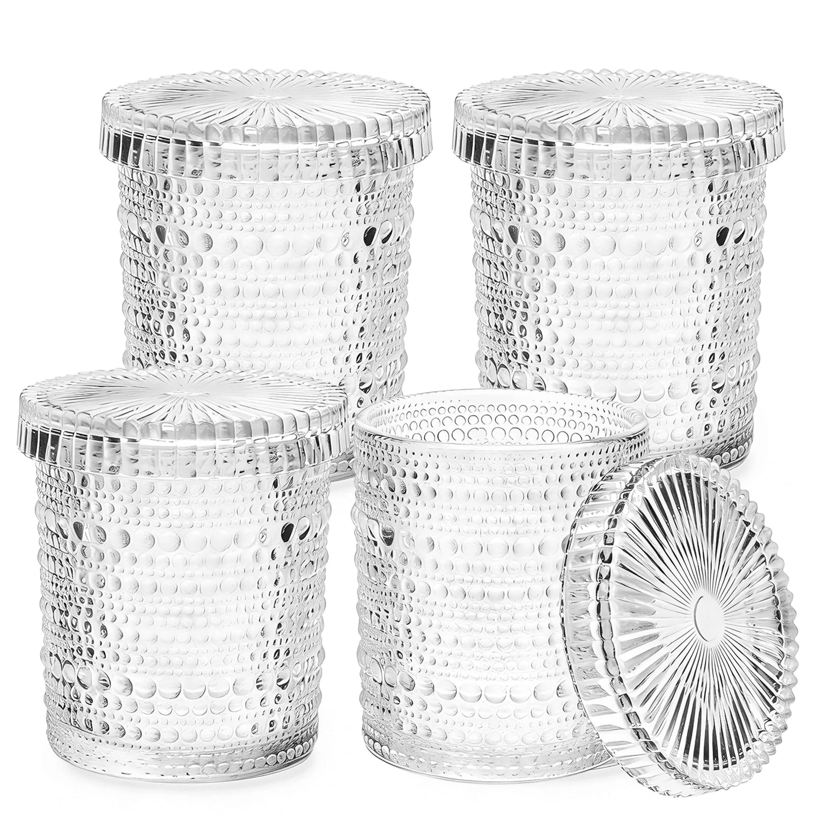 Bathroom Organizers and Storage, 4 pack Glass Qtip Holder, Bathroom Jars with...