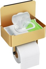 Toilet Paper Holder with Shelf, Flushable Wipes Dispenser Fits