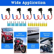 15PCS Fuse TAP Adapter Kit 12V 15A 20A Car Add-a-circuit Standard ATM APM Blade