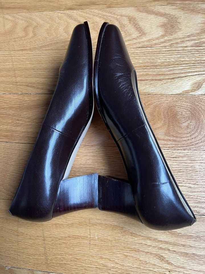 Zapatos de salón vintage de cuero rojo intenso Caressa talla 7 2" tacones trabajo oficina clásicos Foto 3 de 4