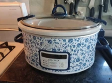 Pioneer Woman Scroll Floral 6 Quart Crock Pot Slow Cooker Blue Floral Vintage