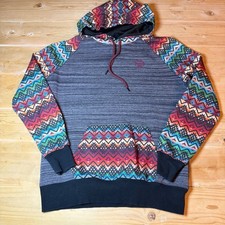 Hooey Mens Aztec Print Raglan Hoodie Grey Southwestern Pullover Medium