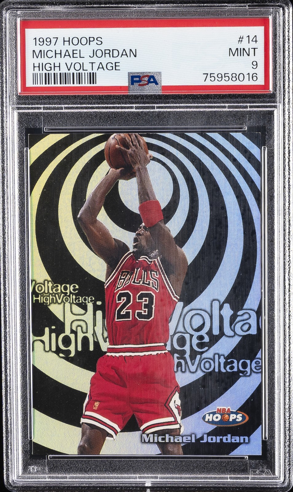 1997 HOOPS HIGH VOLTAGE #14 MICHAEL JORDAN PSA 9