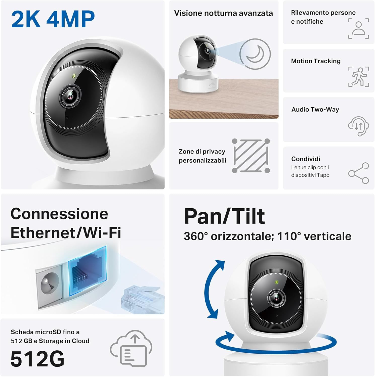 Tapo C222 Videocamera Sorveglianza 360°: Baby Monitor 2K Smart - 2