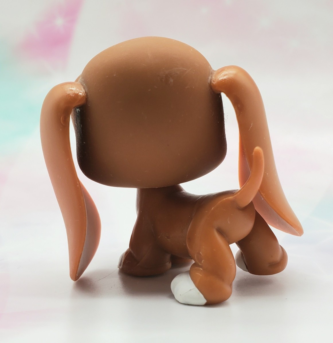 Littlest Pet Shop Authentic # 222 Brown White Basset Hound Blue