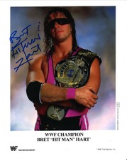 Bret “Hit Man” Hart – Signed WWF Championship 8x10 Photo