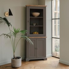 Corner Display Cabinet Dresser Dove Grey Cupboard Sideboard Florence Furniture