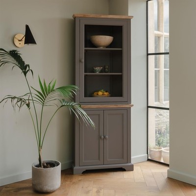 Corner Display Cabinet Dresser Dove Grey Cupboard Sideboard Florence Furniture | eBay Corner Display Cabinet Dresser Dove Grey Cupboard Sideboard Florence Furniture | eBay