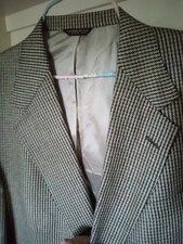 Vtg Austin Reed 41R Brown Black Herringbone Tweed Mens Blazer Jacket Sport Coat