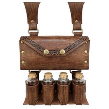 Medieval Alchemy Faux Leather Belt Bag with 4 Cork Potion Vials Wizard