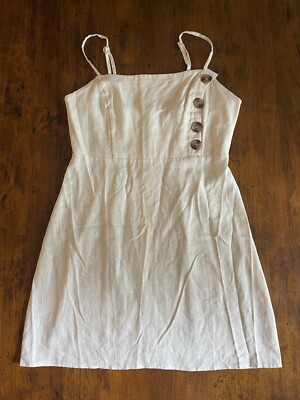 Kendall & Kylie Ivory Linen Blend Faux Button Sleeveless Mini Dress Medium  M NWT | eBay