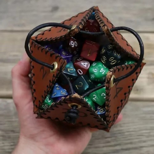 Dice D&D Container Mould Mold PU Leather Bag Epoxy Craft Casting Box D20 - Picture 2 of 4