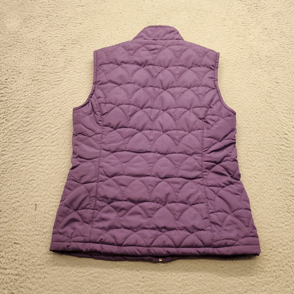 Jane Ashley Puffer Vest Women Petite Medium Purple Sherpa Lined Quilted Full Zip - Image 2 of 4