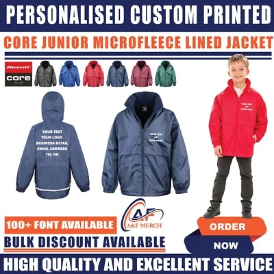 Personalisierte maßgeschneiderte Result Core Junior Mikrofleece gefütterte Jacke wasserdicht R203J