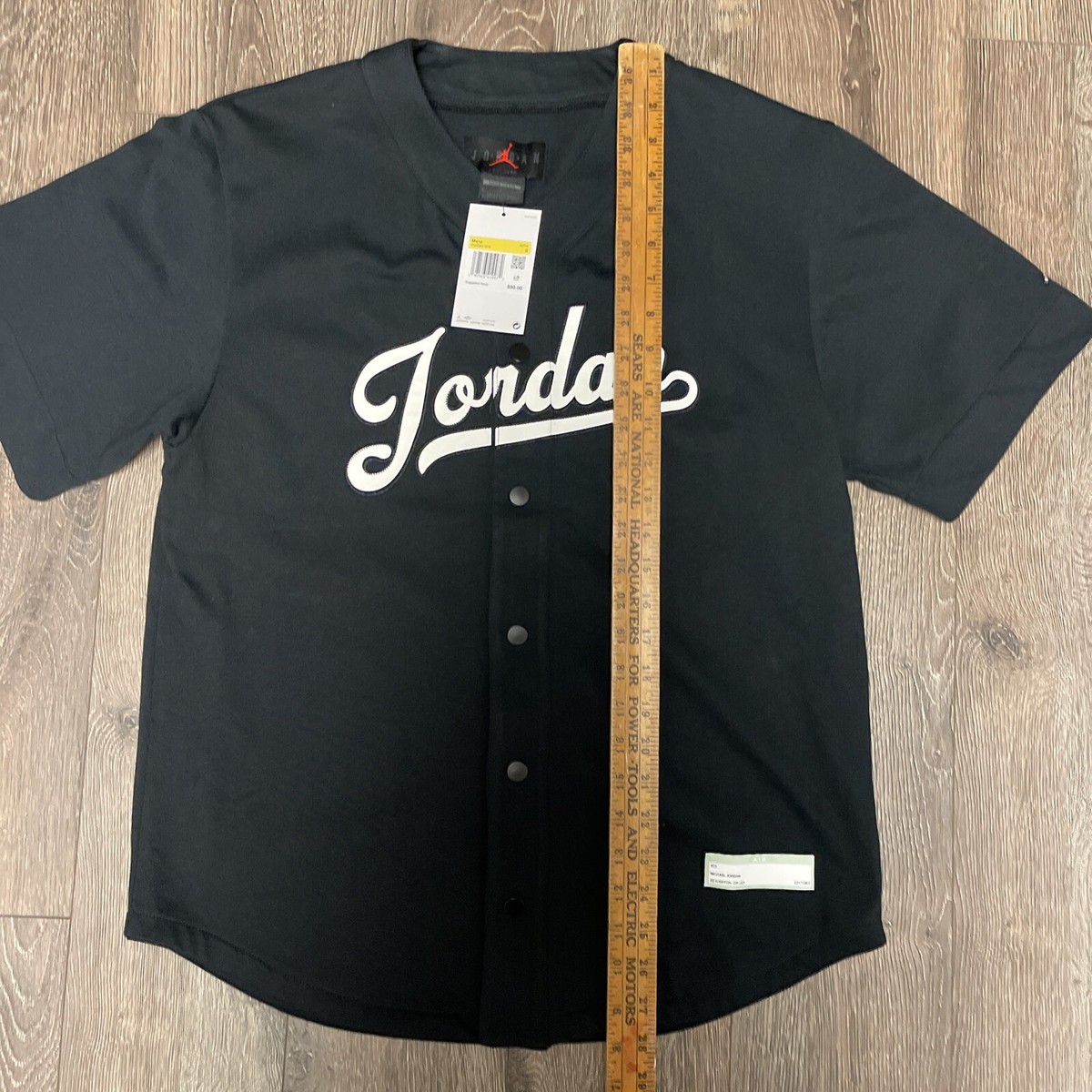 NWT Nike Air Jordan Men's Baseball Jersey Shirt Mens Small Black