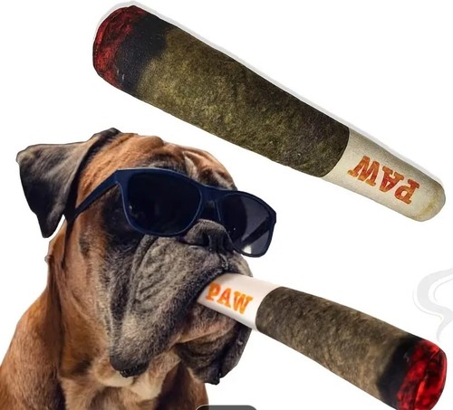 Pfote Hund Plüsch Zigarre/Chill Pille quietschend lustig Kauspielzeug kleine bis mittelgroße Hunde - Bild 9 von 16