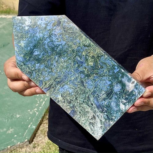 3.47LB Natural water grass agate wide column Obelisk quartz crystal sample colum - 第 6/12 張圖片
