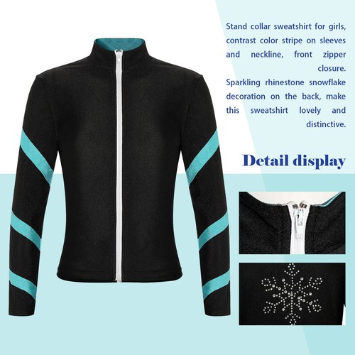 Girls Tee Training Sweatshirts Full Zip Undershirts Sportwear Jacket Turtleneck - Picture 46 of 65