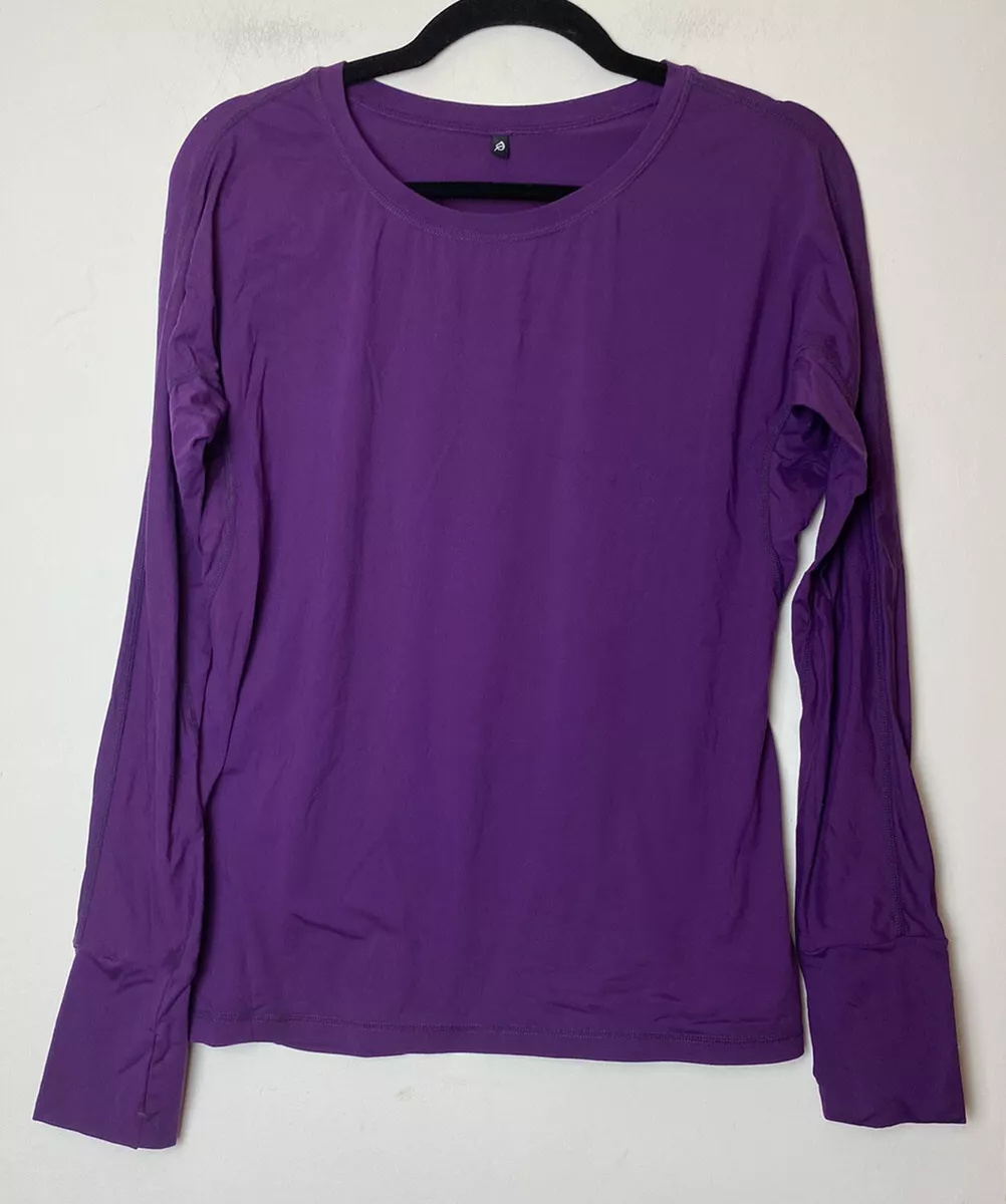 Ptula Womens Long Sleeve Tee Shirt Purple Medium M Thumbholes P'tula  Activewear