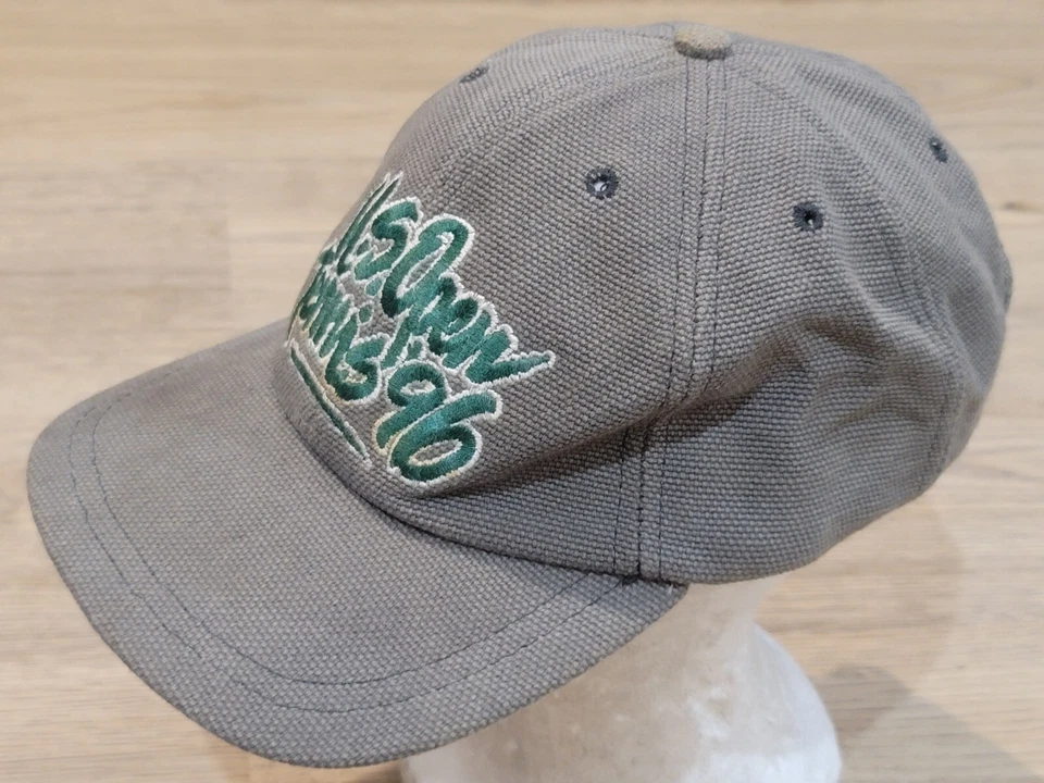 Gorra gorra gris vintage correa de cuero ajustable tenis abierto EE. UU. '96 aguja americana Foto 3 de 4