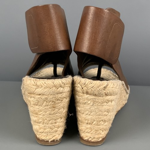 CELINE Size 7 Tan Natural Leather Mixed Materials Espadrille Sandals - Picture 5 of 7