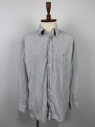 Lacoste Gray Striped Long Sleeve Casual Button Down Shirt Sz 43