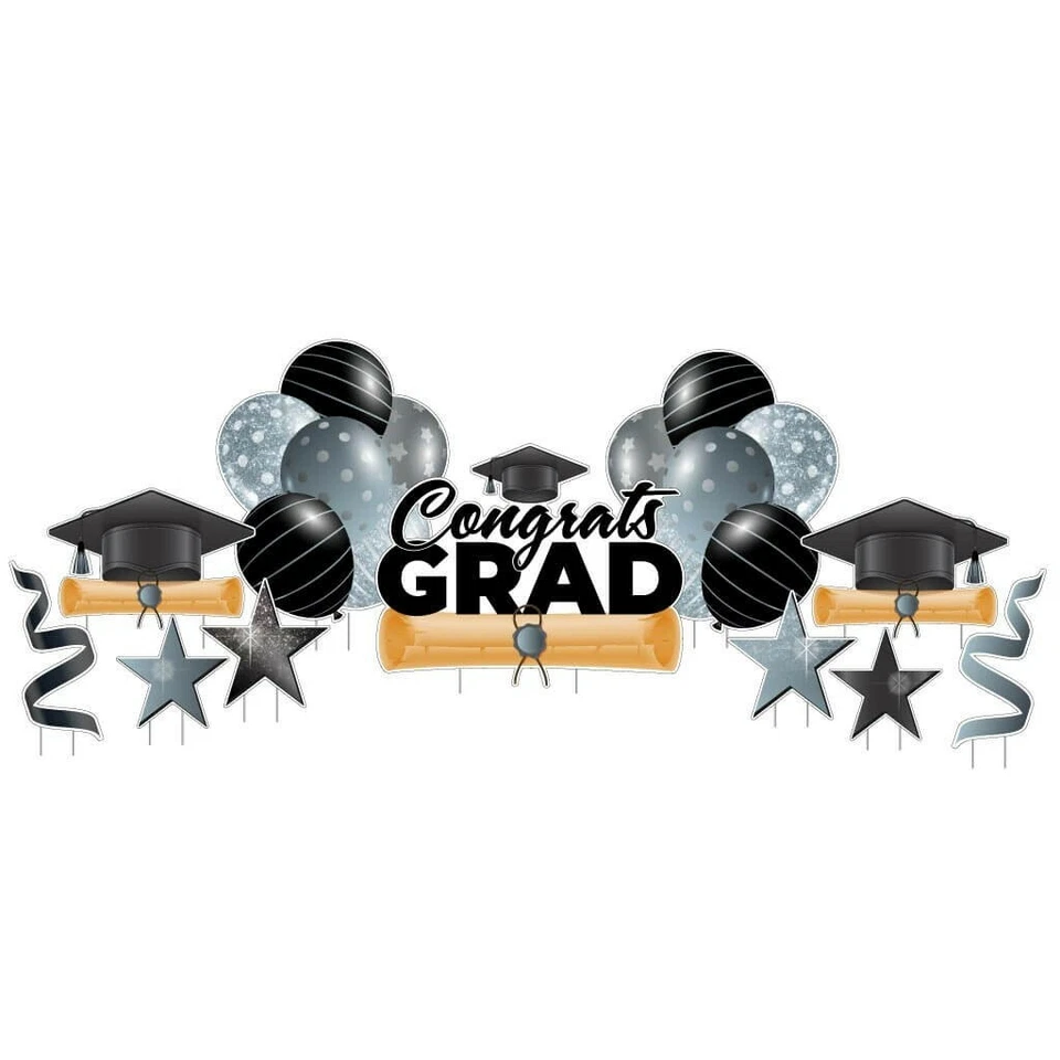 VictoryStore Congrats Grad Silver Graduation Yard Display Graduate Decor 20025B - Image 2 of 4