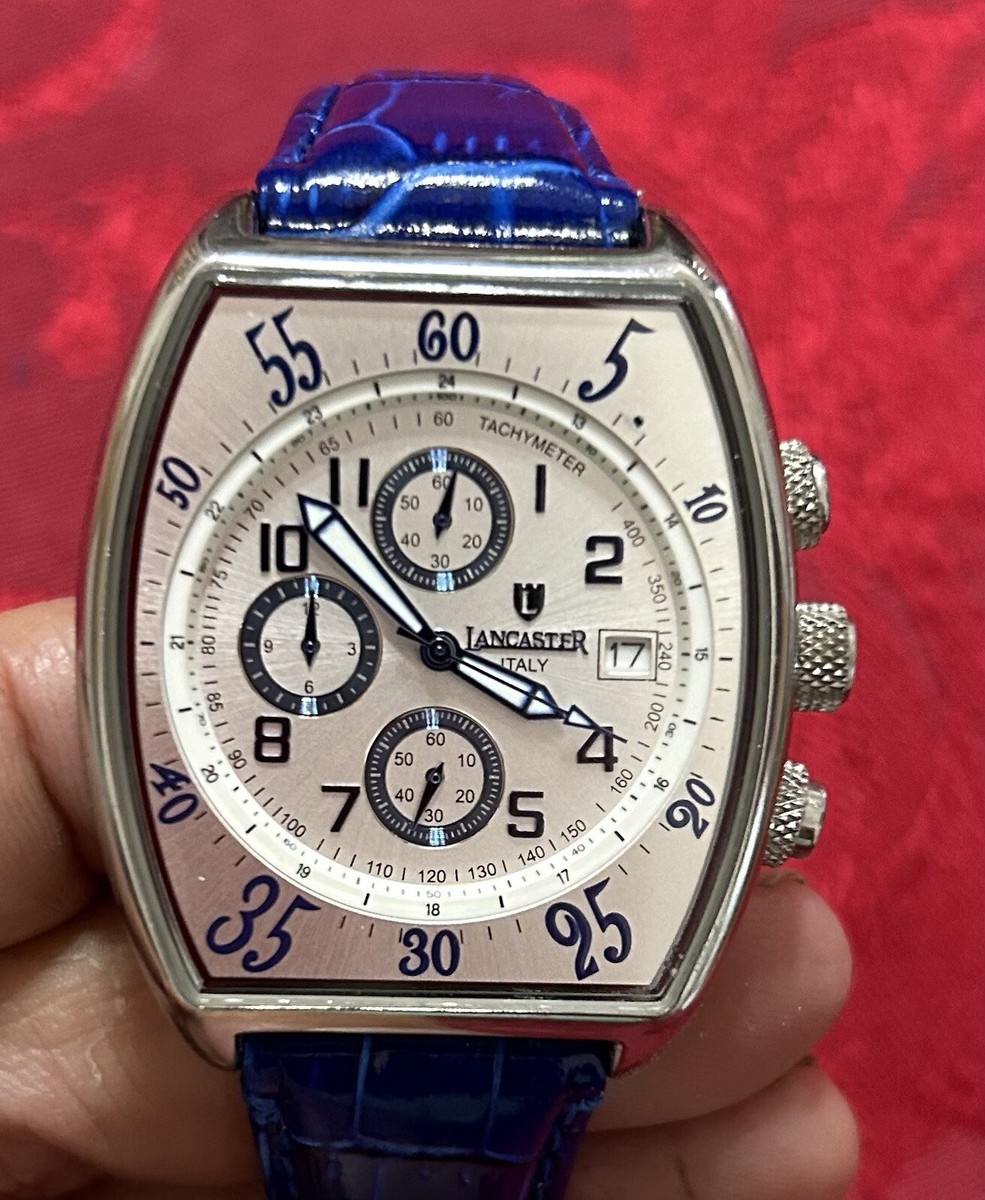 Lancaster Men's Chronograph Watch Chrome Case W/ Date Rare Lancaster Men's Chronograph Watch Chrome Case W/ Date Rare