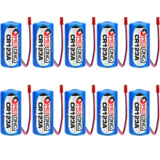 10pcs CR123A/CR17345 3V Battery 1400mAh Single Use Battery with Plug