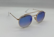 Ray-Ban Sunglasses Round Gold Mirror Blue RB3647N Unisex 51mm 0014O Authentic