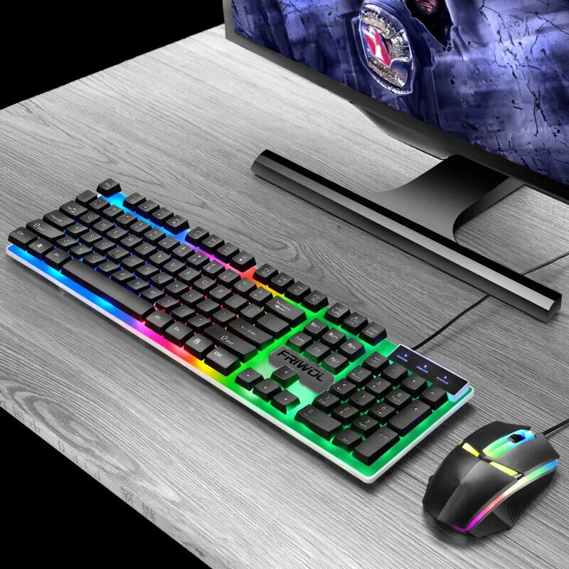 Gaming Keyboard Mouse Set USB Rainbow RGB LED Wired For PC Laptop PS5 Xbox One # - Image 3 of 4