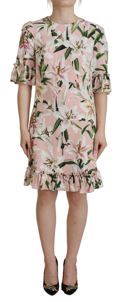 DOLCE & GABBANA Dress Pink Lily Viscose Sheath Knee Length