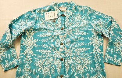 women's BROWNSTONE STUDIO BLUE jacket size 1X unlined 100% COTTON LONG SLEEVES